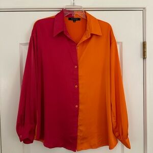Strut & Bolt Orange and Pink Satin Button Down